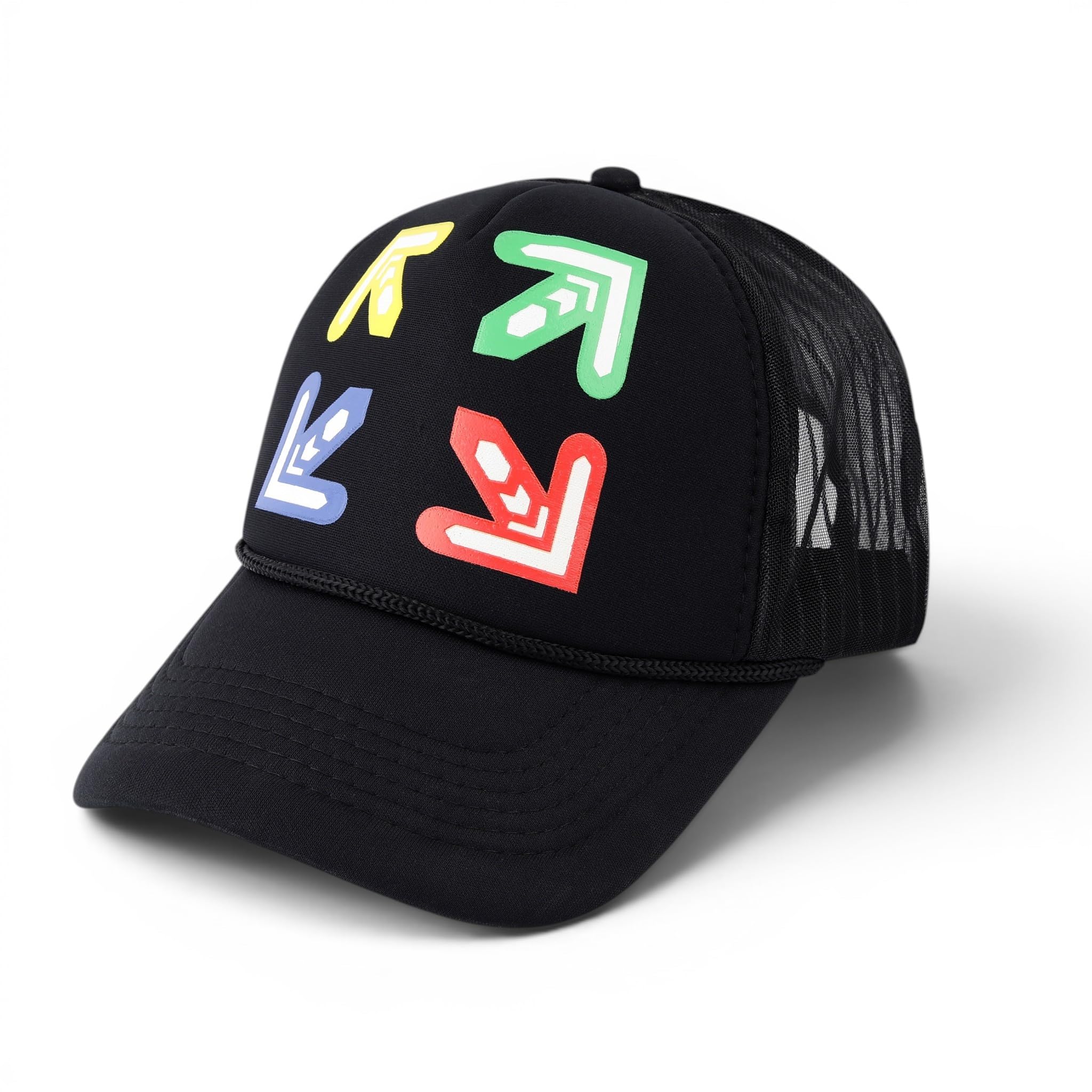 Men & Women Printed Black Trucker Cap Mesh Adjustable Baseball Cap with Typography Design-image-4