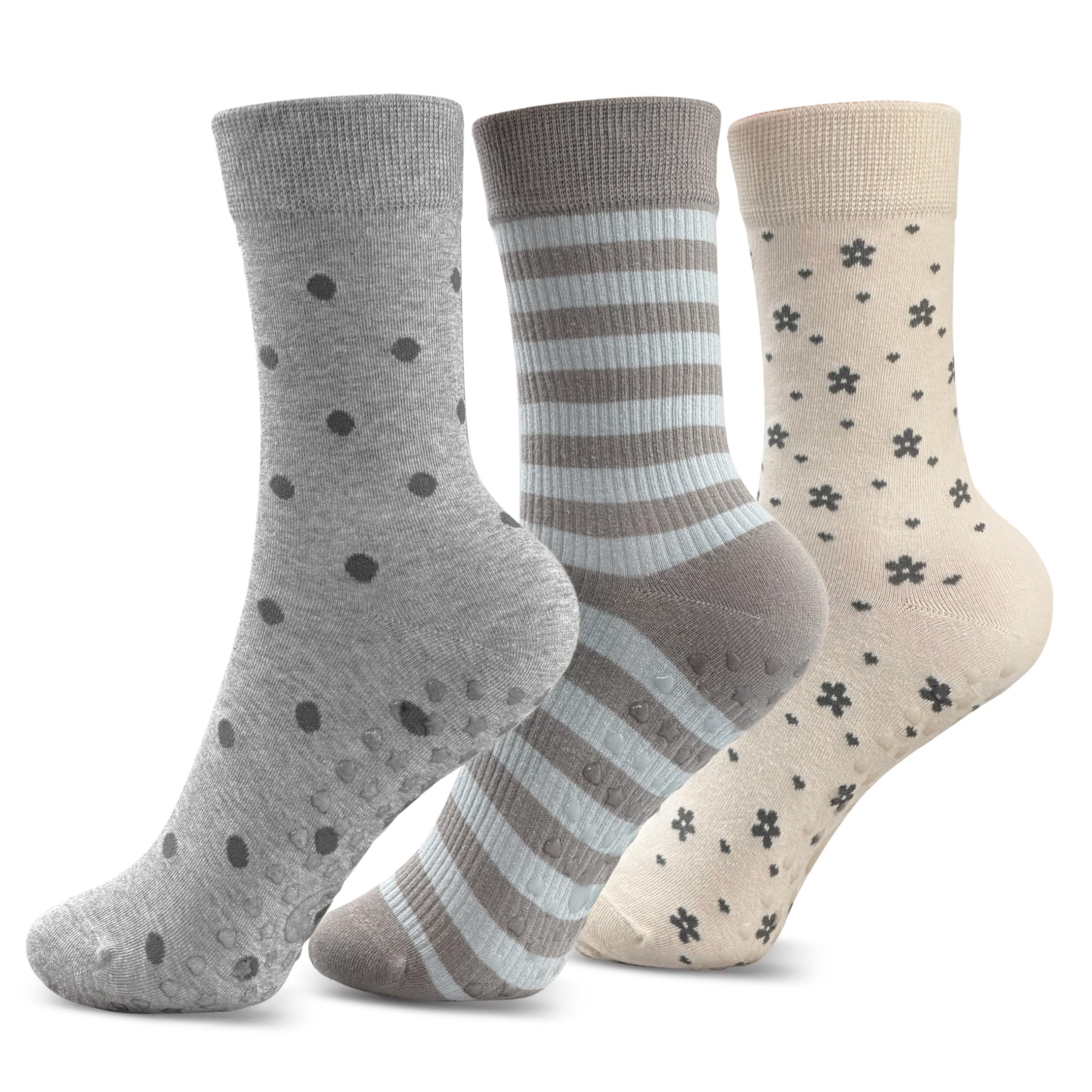 Xphzzl Unisex Vintage 3 Pairs Pilates Socks, Cute Yoga Socks Non Slip Women, Pilates Sets For Gym Ballet Barre Reformer, Size Uk 3-7