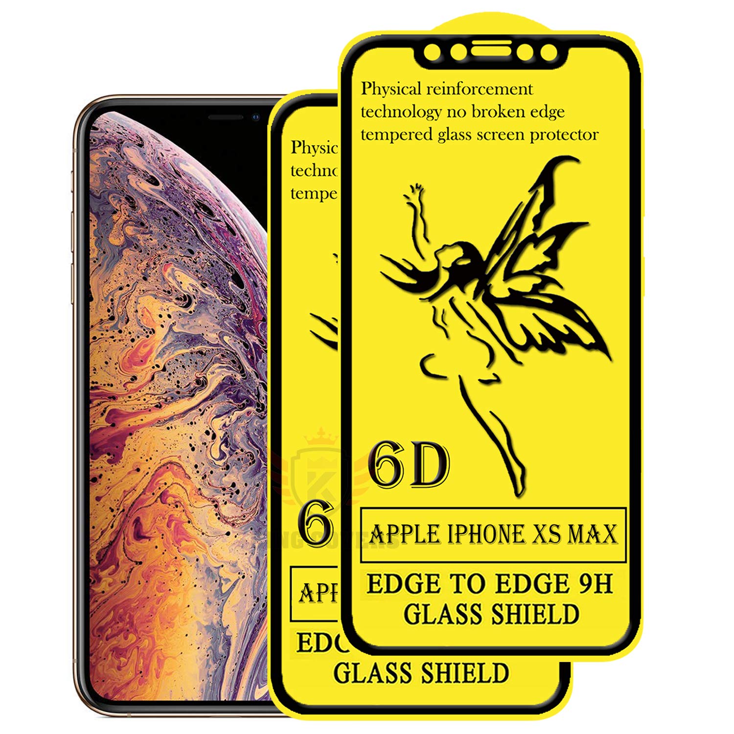 King Covers® 6D Glass Screen Protector Compatible with Apple iPhone Xs Max (Pack of 2) [ Tempered Glass with Touch Accurate, Impact Absorb, Auto-Align Technology, Case Friendly ]
