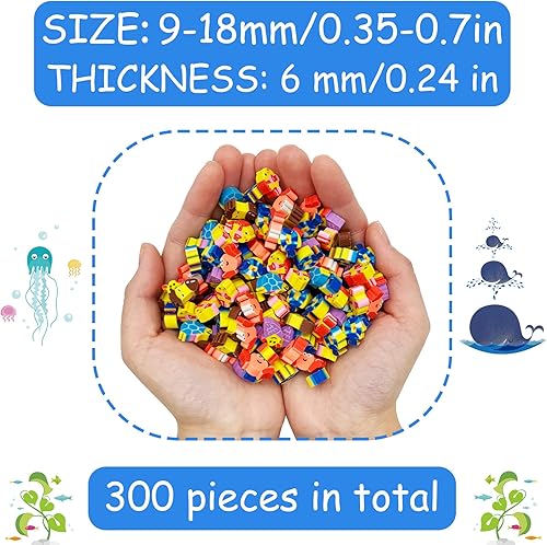 Miniatura 3 de 300 piezas de borradores de animales marinos, surtido de borradores novedosos a granel para recompensas, premios, relleno de regalo