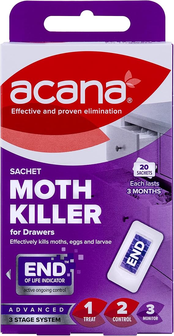 Acana Sachet Moth Killer & Freshener, 20 Pack Lavender Fragrance