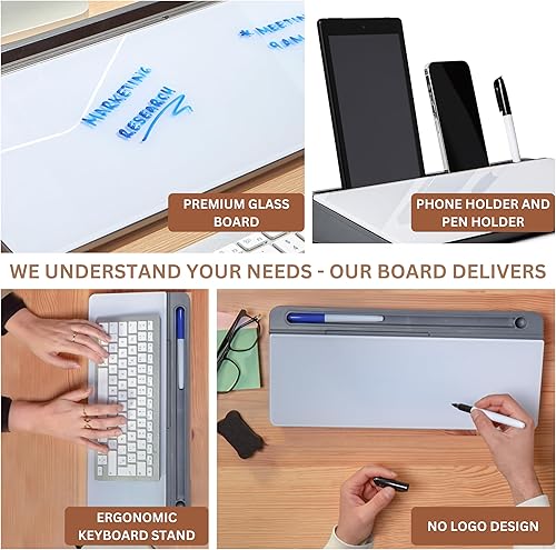 Miniatura 4 de Garood Pizarra de borrado en seco de escritorio (gris + blanco)