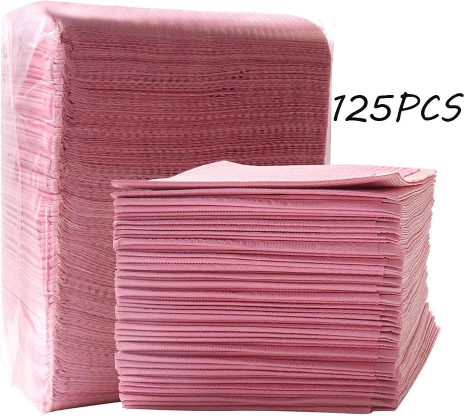 125pcs Dental Bib, Disposable Dental Bib,13" x 18" Dental Bib, Waterproof Tattoo Bibs, Pink Nail Paper Towel, Dentist/Medical Tray Cover, Nail Table Cover