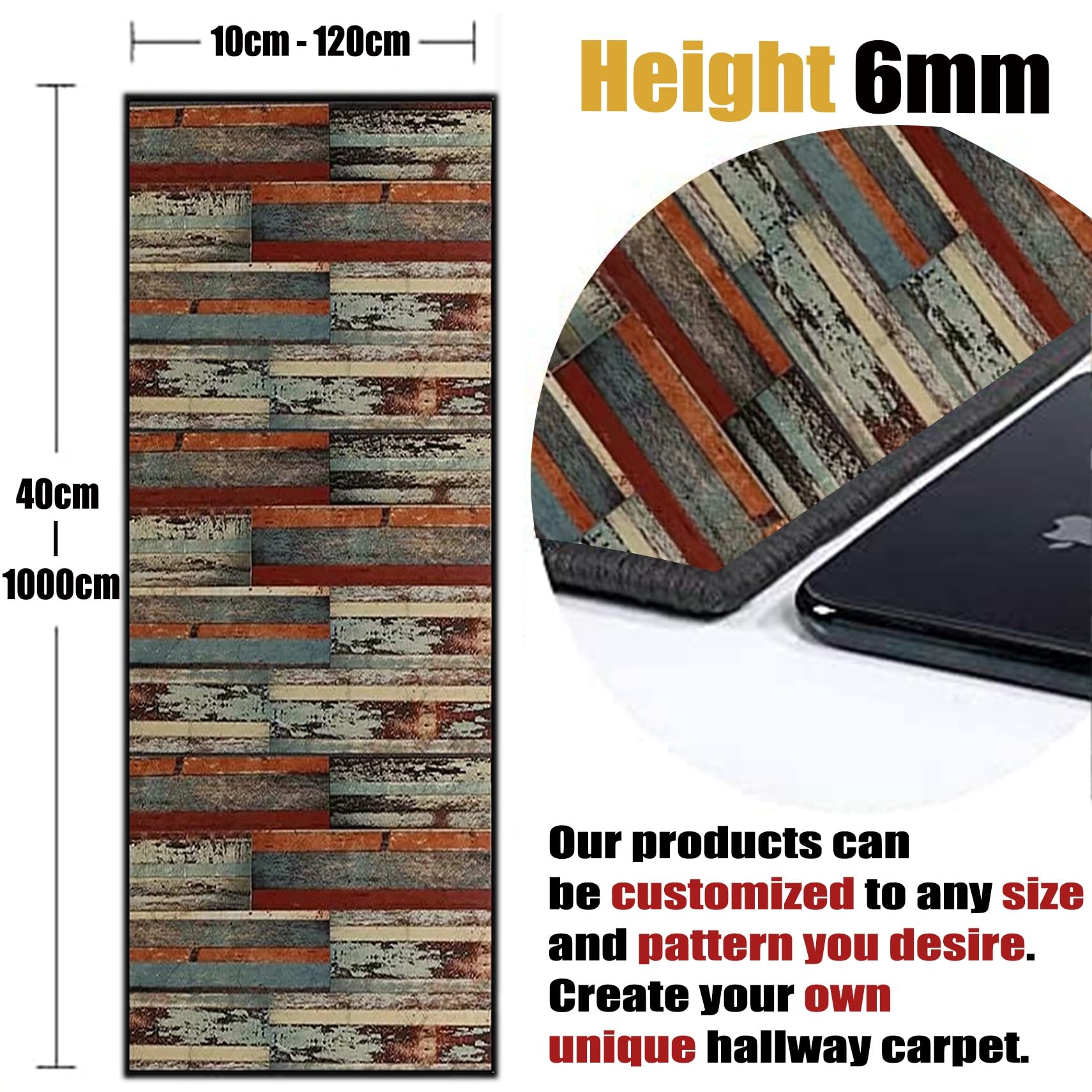 Läufer Teppich Küchenteppich 90 x 210 cm rutschfest - Waschbar - Saugfähig – Kurzflor, Weiche & Langlebige Küchen Läufer Teppiche für Flur Küche Wohnzimmer Diele, Eingang, B