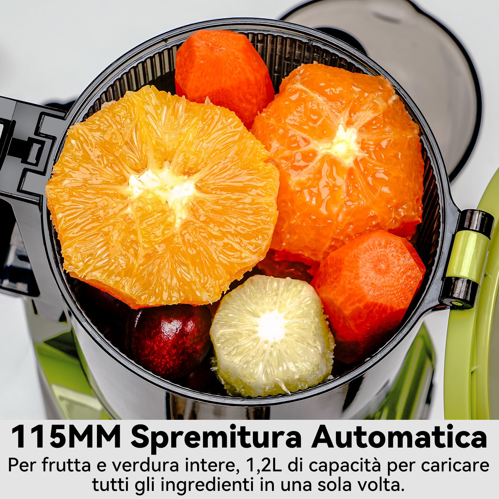 Pulizia Veloce Estrattore Automatico, 115mm Senza Preparazione Estrattore di Frutta e Verdura Intera, LINKchef Estrattore di Succo, Facile da Pulire, 1.2L 200w Più Verde