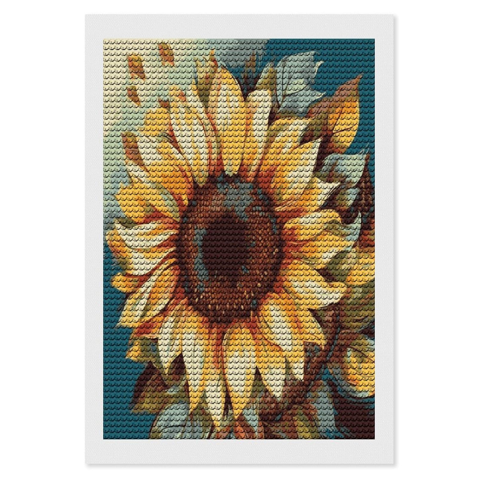 JTREHY Color Painting Sunflower Diamond Art Kits Personalized DIY Round Diamond Painting Kits for Beginner Full Drill Diamonds Dots Paintings for Adults Gem Art Crafts Home Decor