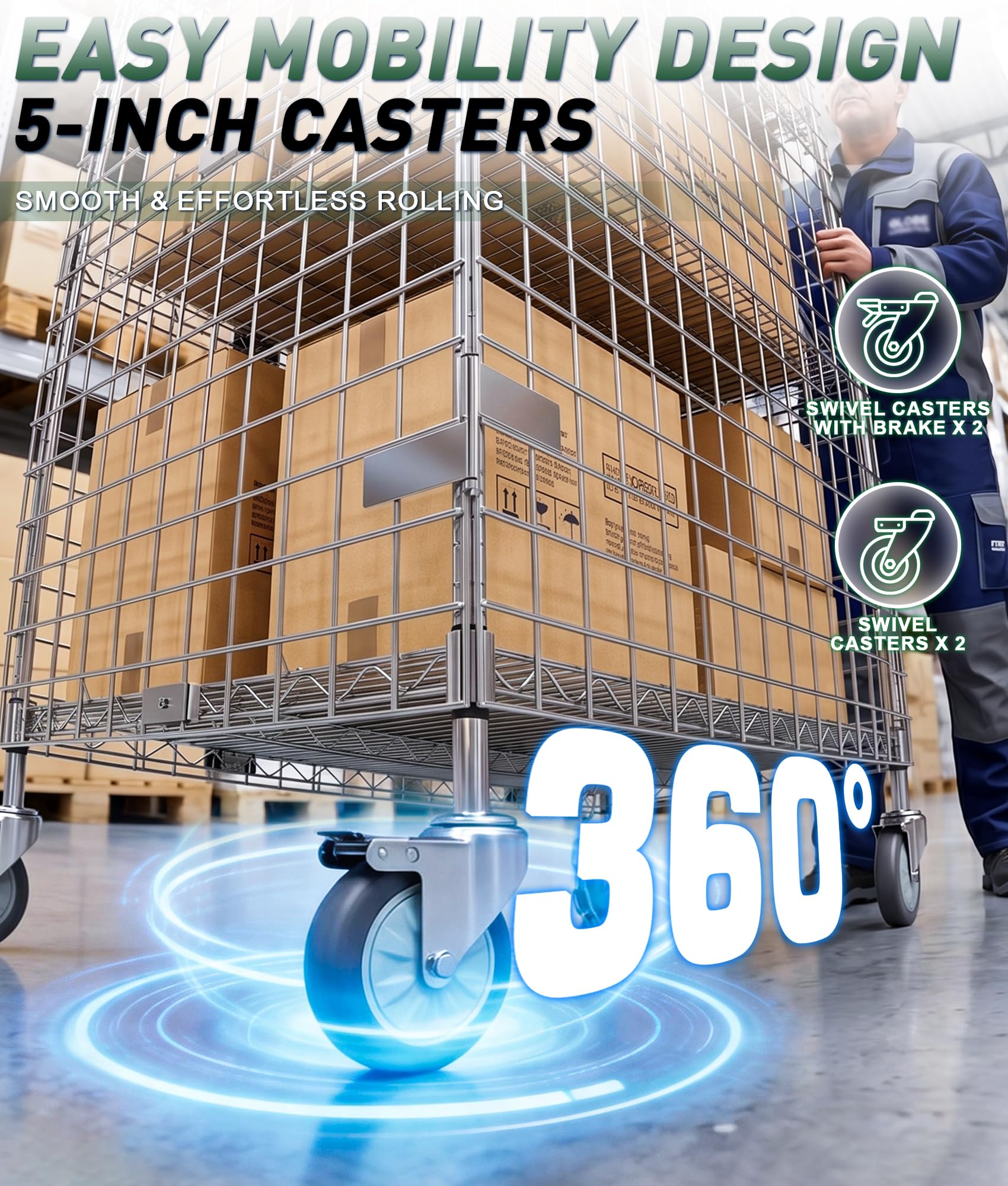 Wire Securi Cart - Kit di rete metallica classificata NSF Sto Ca le Ch per magazzini, negozi di alimentari e uso domestico (45,7 x 91,4 cm)