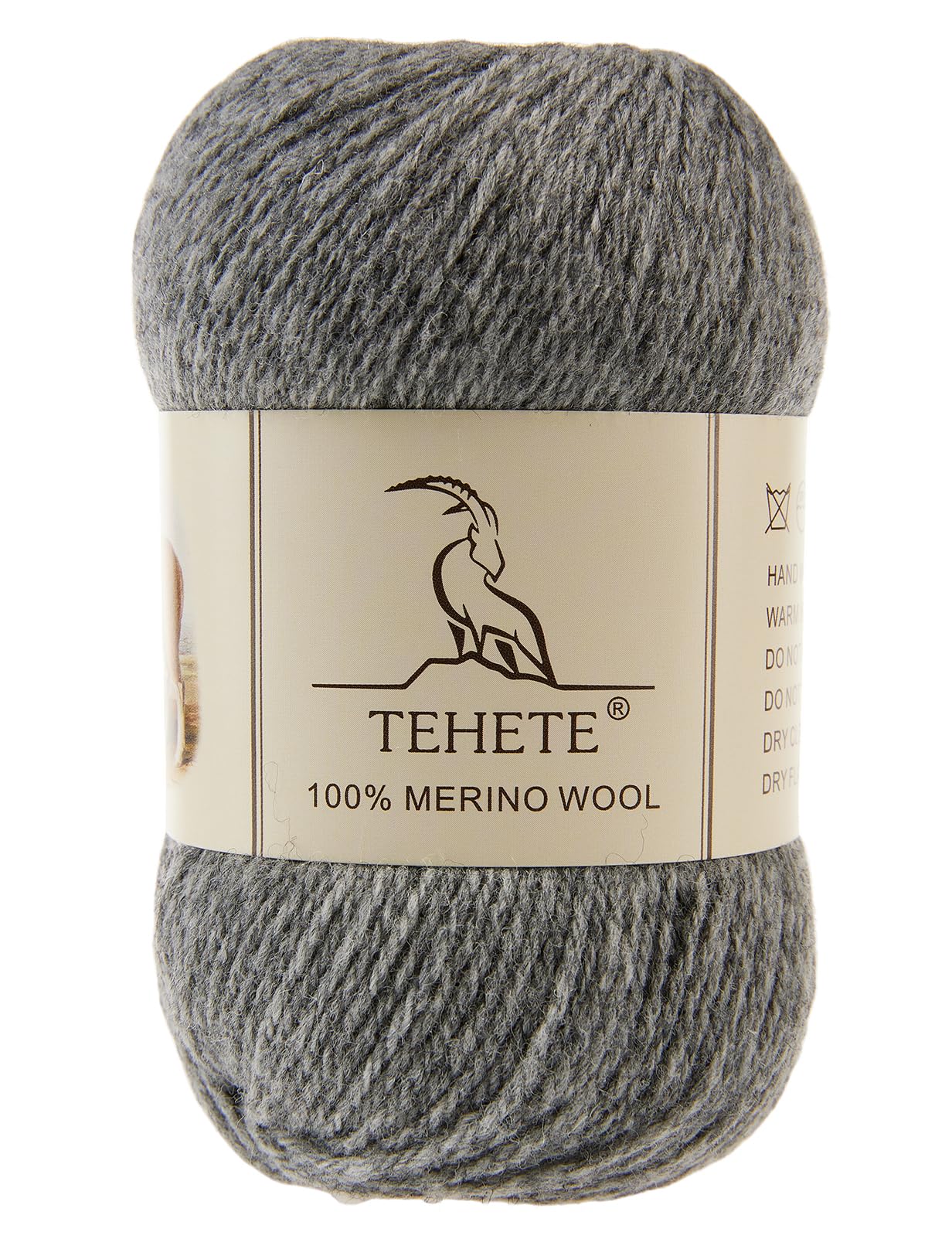 TEHETE 100% Merino Wool Yarn for Knitting 3-Ply Luxury Warm Soft Lightweight Crochet Yarn(Grey,3Balsl)