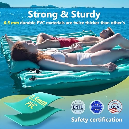 Miniatura 4 de Alfombra flotante inflable gigante mejorada 2025 - Flotador de piscina para adultos con hamaca para piscina, piscina, playa, lago para fiesta
