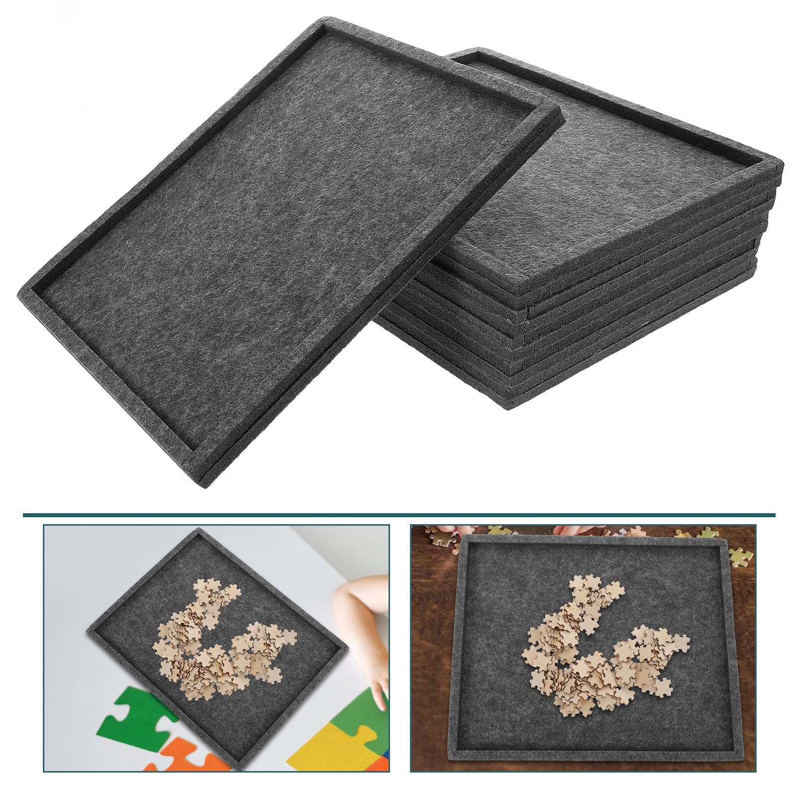 BESPORTBLE Plateau de Rangement pour Puzzle Empilable en Feutre Réutilisable Facile à Trier pour Organiser 1000 Pièces de Puzzle et Loisirs Créatifs