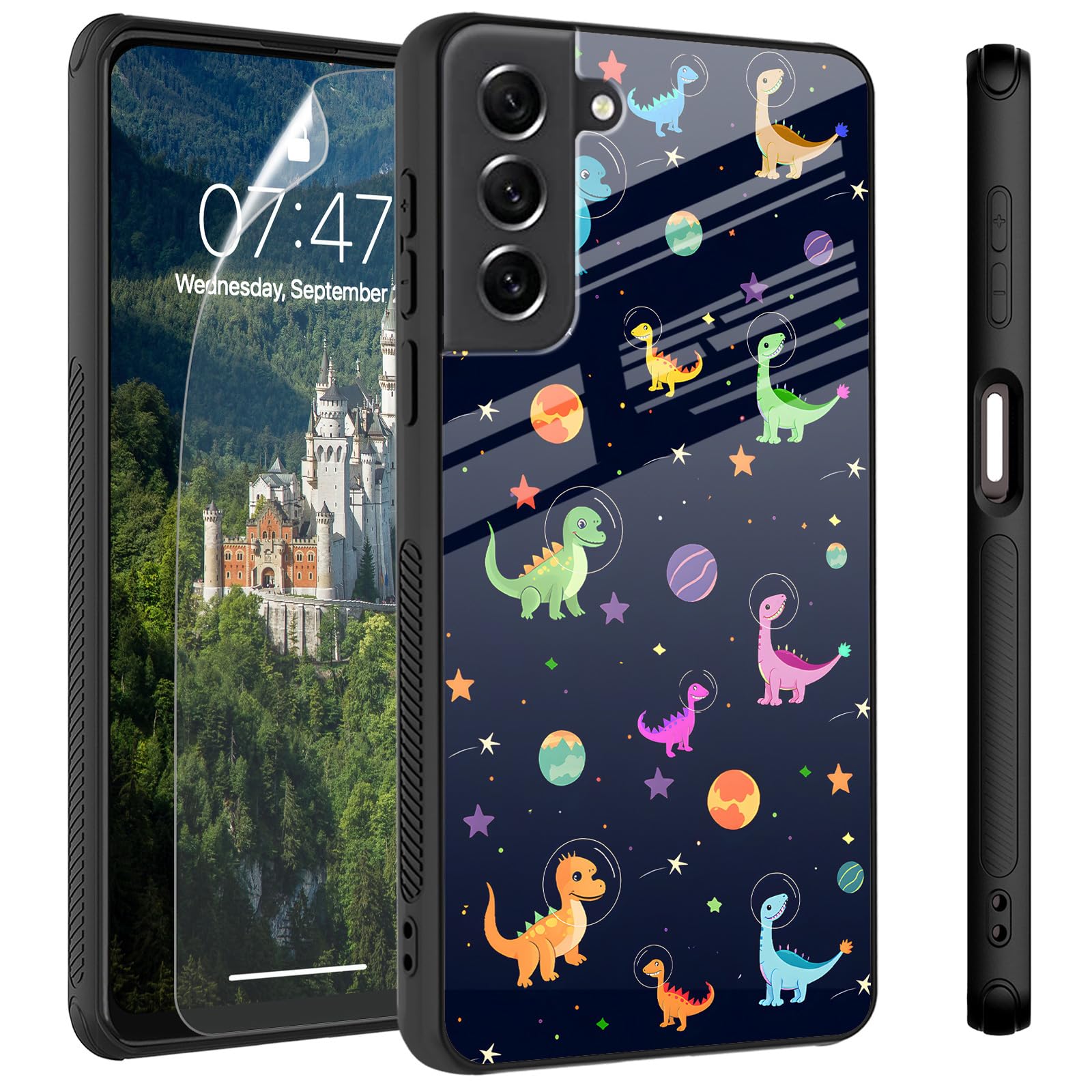 CAPAUNVDA Case for Samsung Galaxy S22 Plus Tempered Glass Back Cover with Screen Protector,Shockproof Protection Phone Case for Samsung Galaxy S22