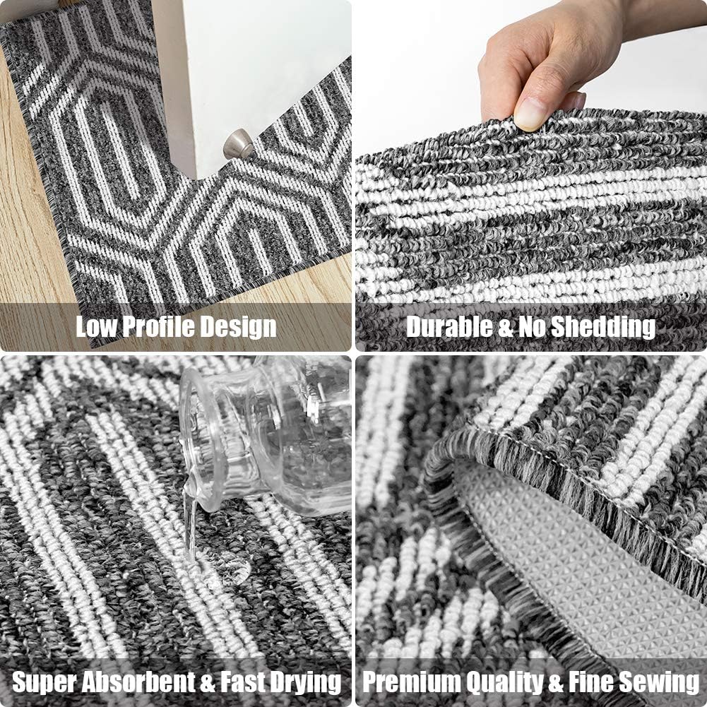 Indoor Doormat 32"x 48", Absorbent Front Back Door Mat Floor Mats, Rubber Backing Non Slip Door Mats Inside Mud Dirt Trapper Entrance Door Rug Carpet, Machine Washable Low Profile-Black Time Cloister - Image 4