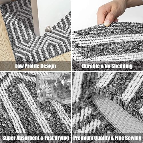 Vista 58 de Tapete para interiores de 32 x 48 pulgadas, tapete absorbente para puerta delantera y trasera, parte trasera de goma, antideslizante, atrapador