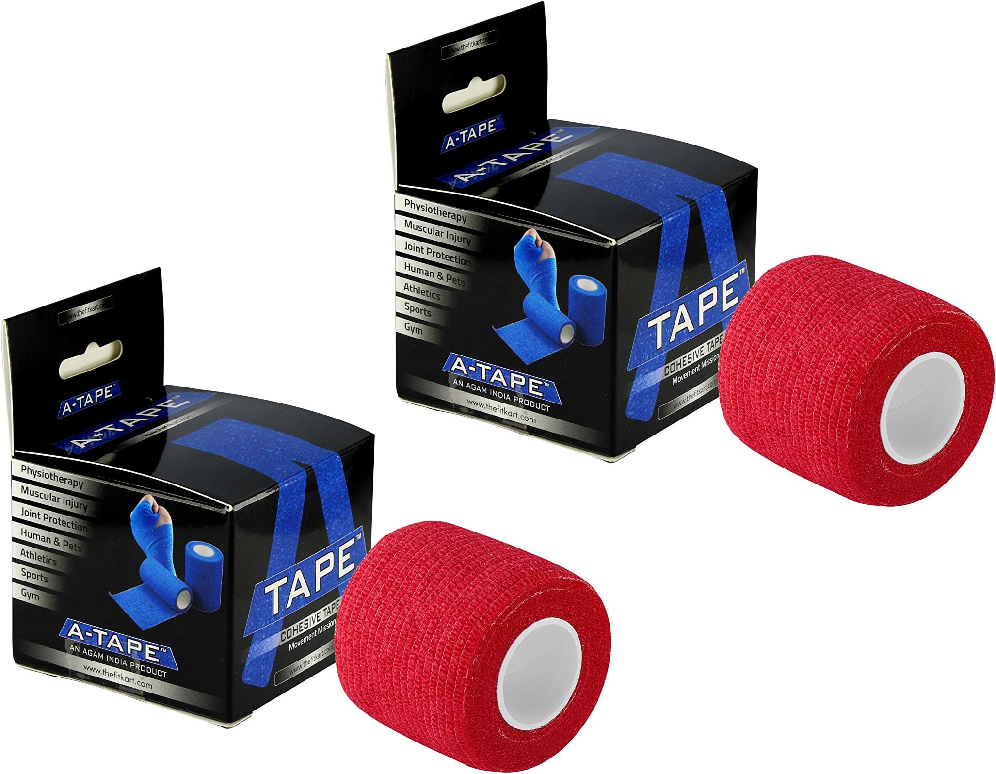 Agam Elastic Self Adhesive Cohesive Crepe Bandage, Red (5 Cm X 4. 5 M) - Pack of 2