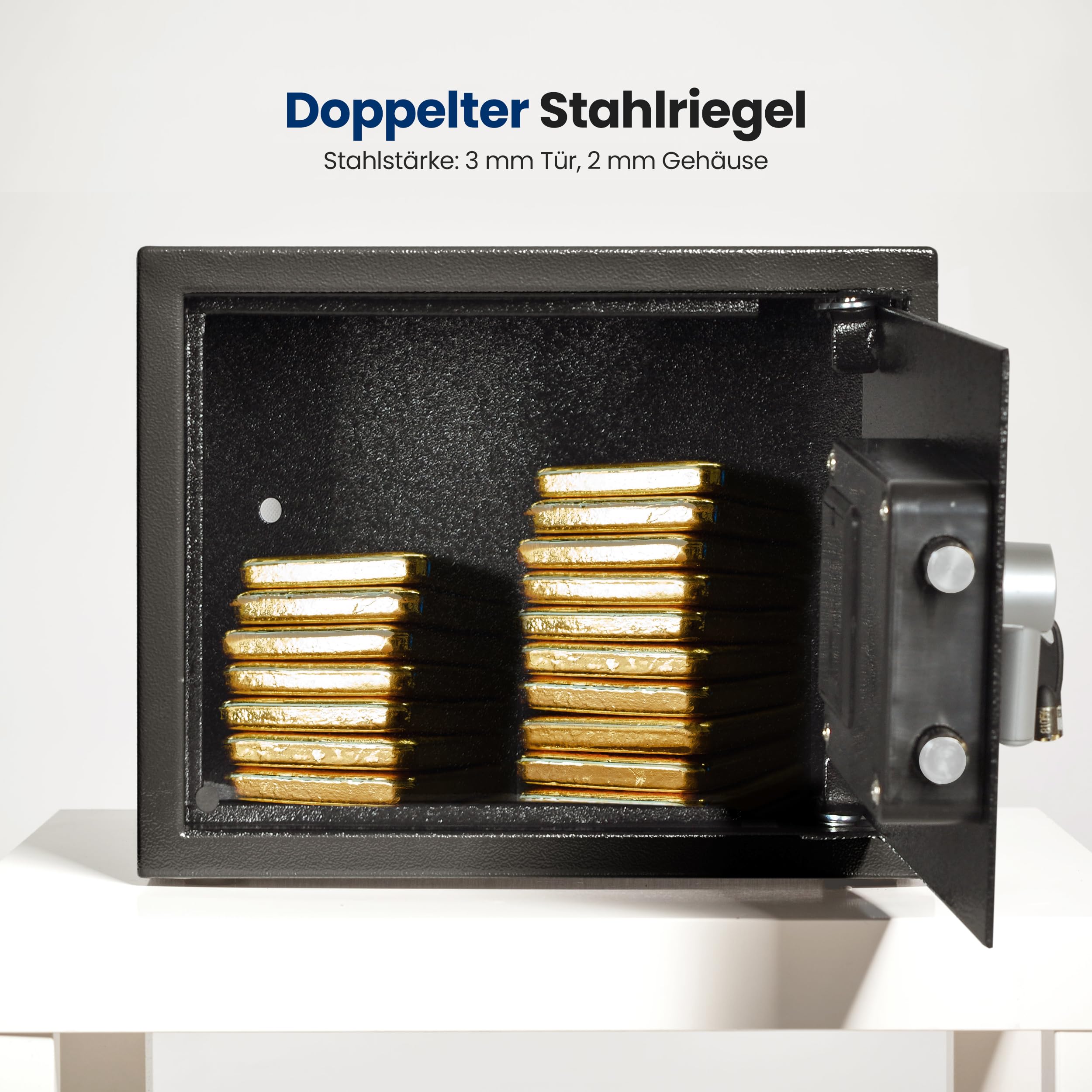 SereneLife Tresor, 4.7L Safe für Zuhause Feuerfest, Digitaler Boden/Wandtresor, Safebox mit Zahlenschloss für Bargeld, Schmuck & Wertsachen, Schranktresor mit Doppelbolzenverriegelung