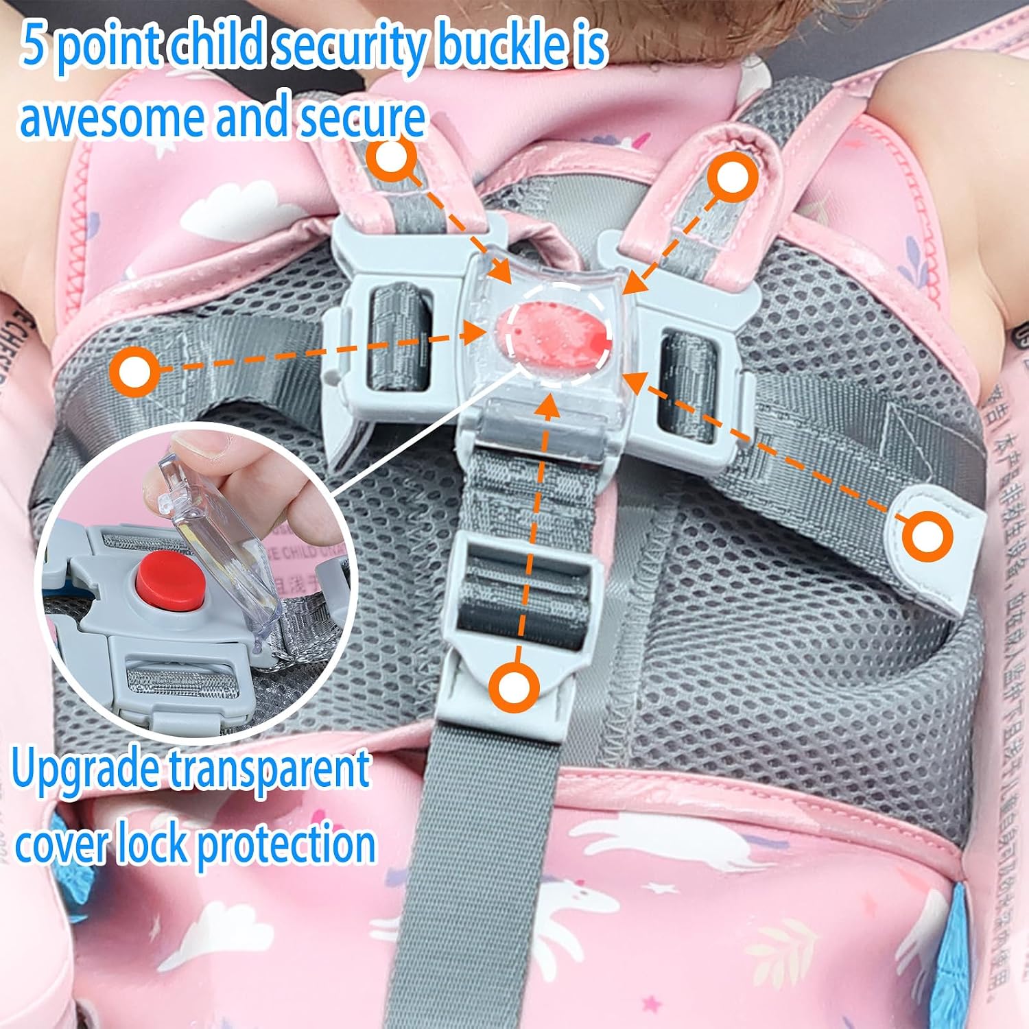 Mambobaby Float with Canopy Size Improved Non Inflatable Infant Baby Pool Float Smart Mambo Float Swim Trainer Baby Swim Float Mambo Baby Float Solid Air Free Water Waist Swimming Ring (PIN Ladybug)
