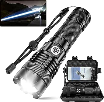 Annteneo Rechargeable LED Flashlight - Super Bright 4 Mode Tactical Flashlight, 200m Range, USB-C, IPX6 Waterproof, With Carrying Case