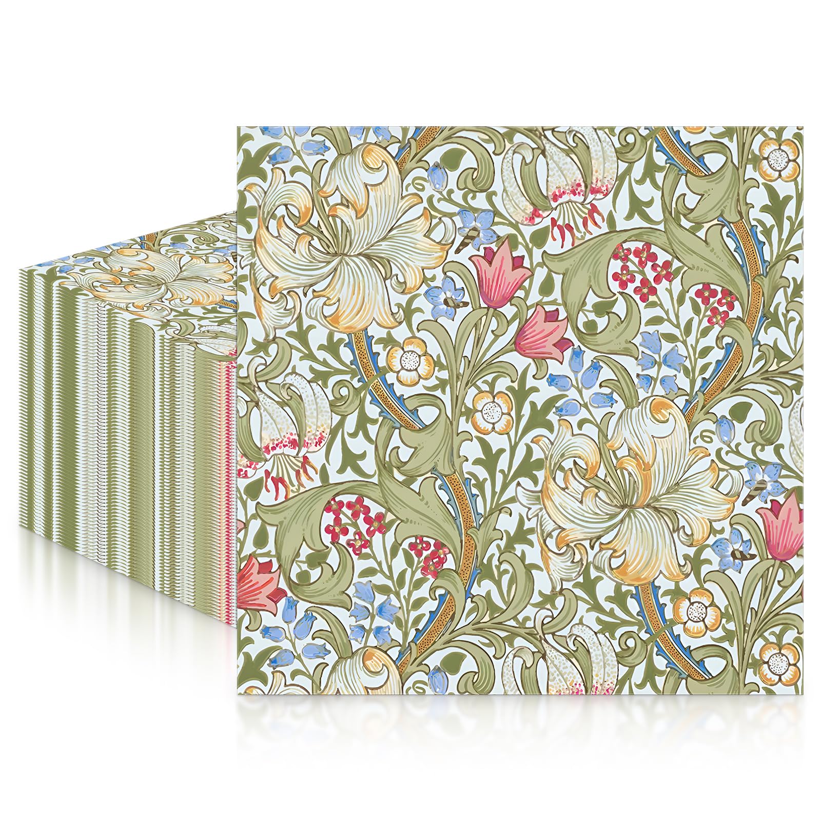 20pcs Retro Paper Party Napkins,Disposable Cocktail Serviettes Napkins Patterned of Retro Floral, 2-Ply, 13" x 13", Recyclable,Soft Hand Paper Towels for Birthday Party,Wedding,Mother's Day