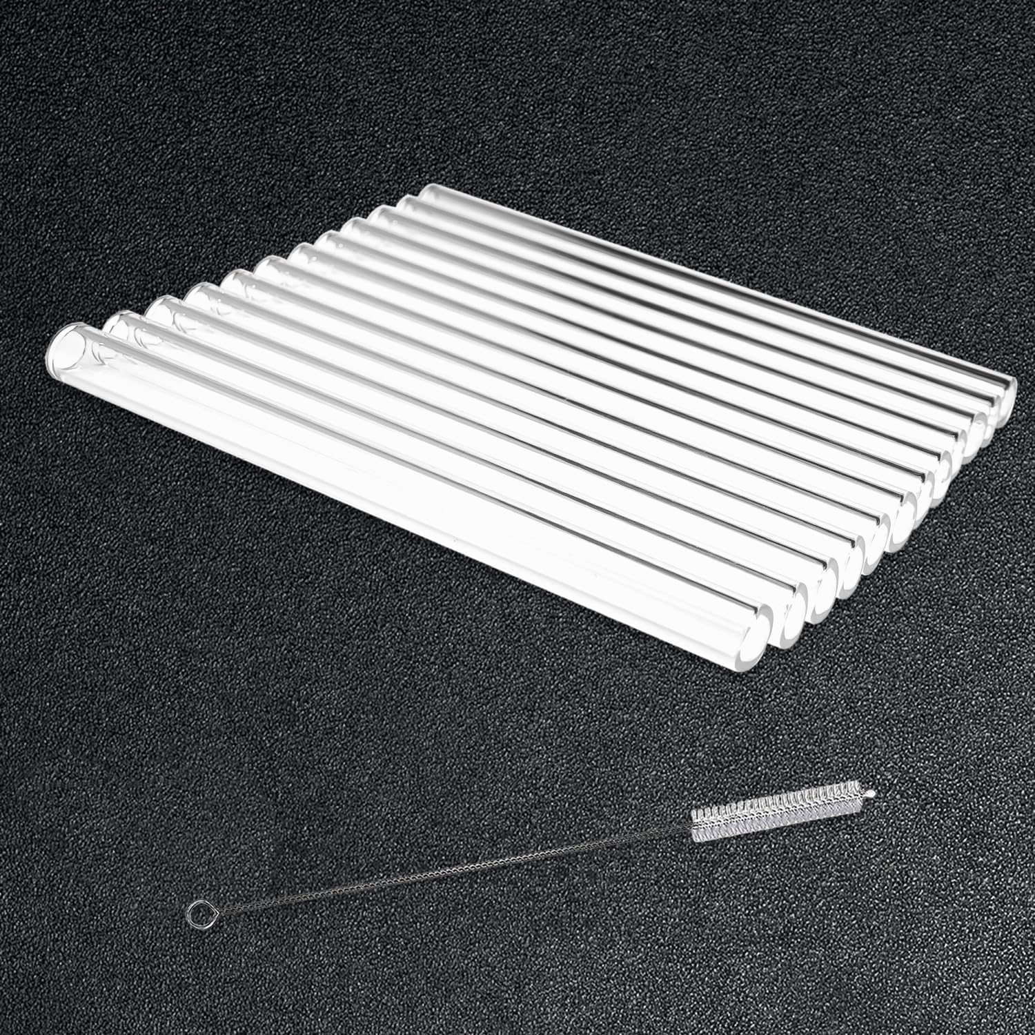 12 Pcs 6 Inches Gtysmox Transparent Borosilicate Glass Tubes, 10mm Diameter 1.5mm Thickness Glass Tubing with 1 Cleaning Brush for DIY Making Glass Crafts