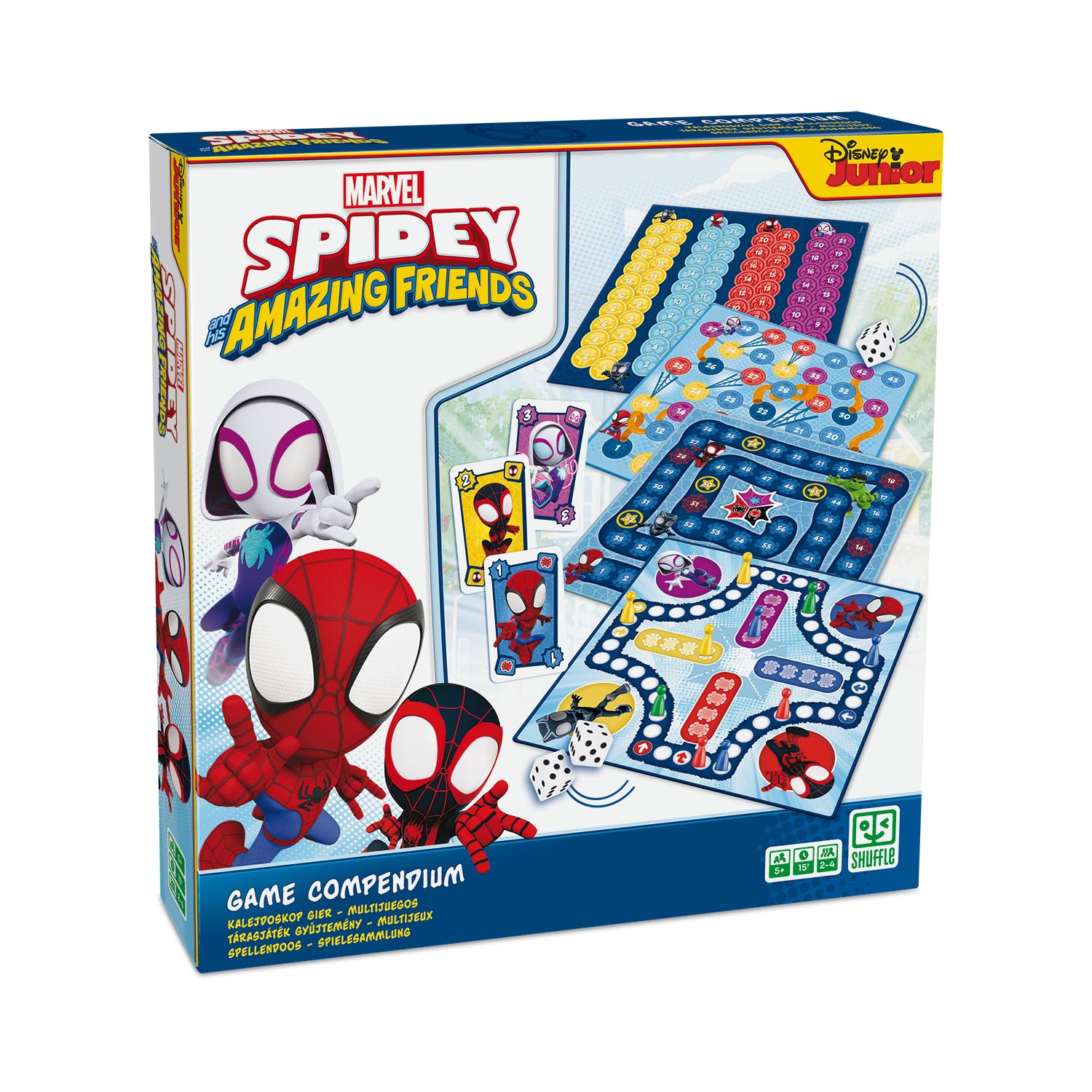 Shuffle Game Compendium - Disney Spidey and Friends. Board Game Collection for Boys and Girls from 5 Years