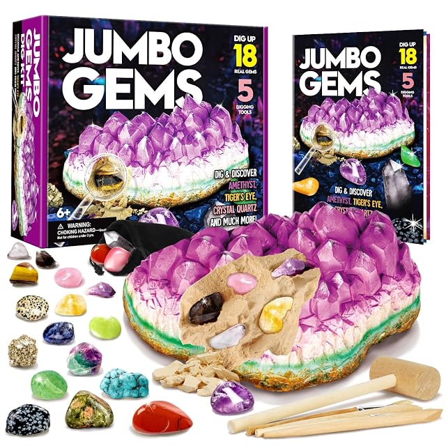 Dr. Daz Kit de Excavación Jumbo de Gemas, Piedras Preciosas para Excavación y Colección
