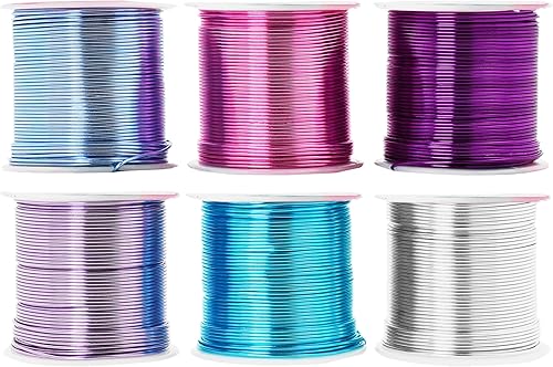 Vista 695 de Mandala Crafts Alambre de aluminio anodizado de calibre 8 para hacer joyas, alambre neutro flexible de color de 128 pies, flexible y flexible