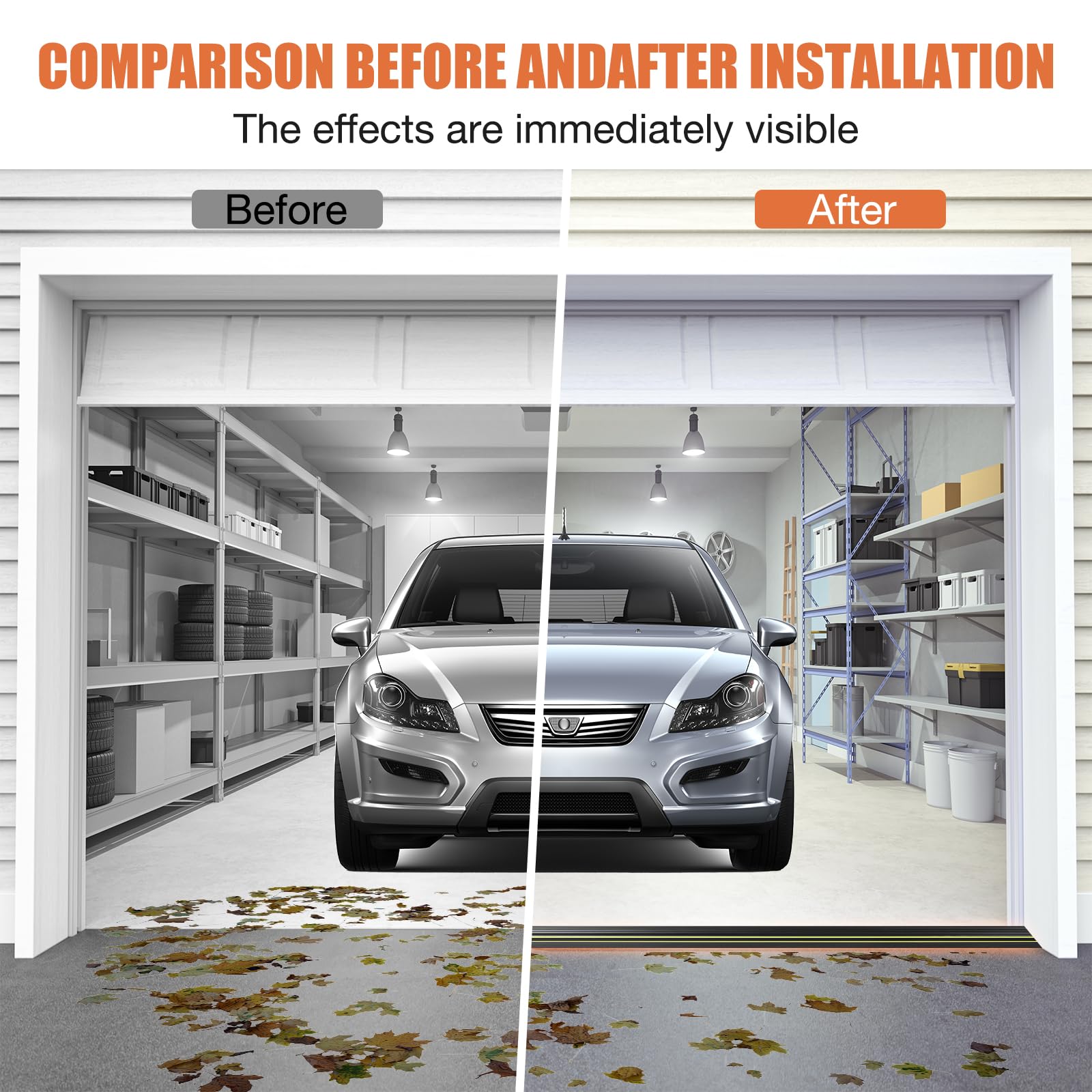 Garage Door Seal Universal Garage Door Seal Strip Heavy Garage Door Bottom Weather Stripping Rubber Seal Strip Garage Door Weather Seal Excluder Waterproof (Black Yellow - Image 4