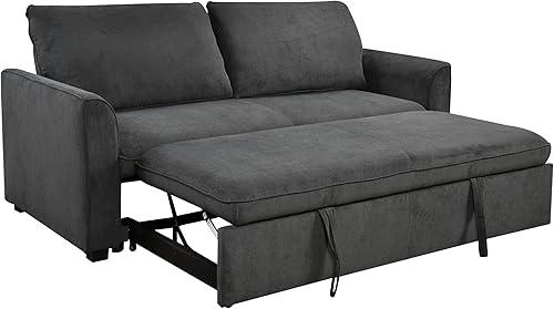 Miniatura 9 de ERYE Sofá biplaza convertible 3 en 1 con respaldo reclinable funcional, sofá y sofá para sala de estar, sofá cama de terciopelo azul marino,