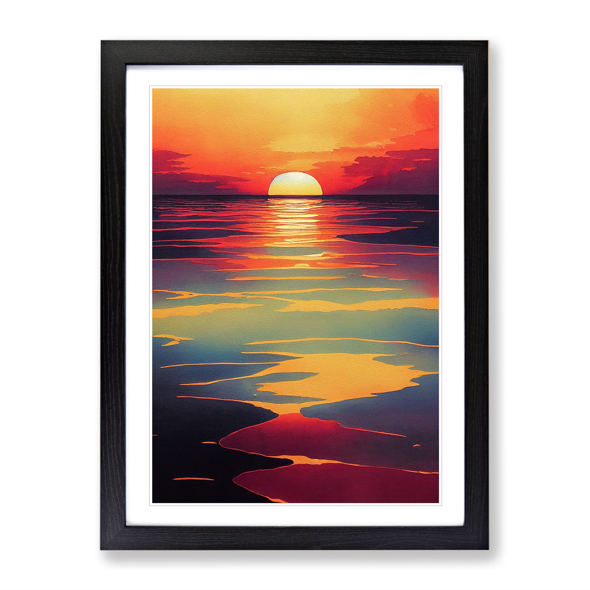 Riveting Sunset Framed Print, Black, A3 (34 x 46 cm)