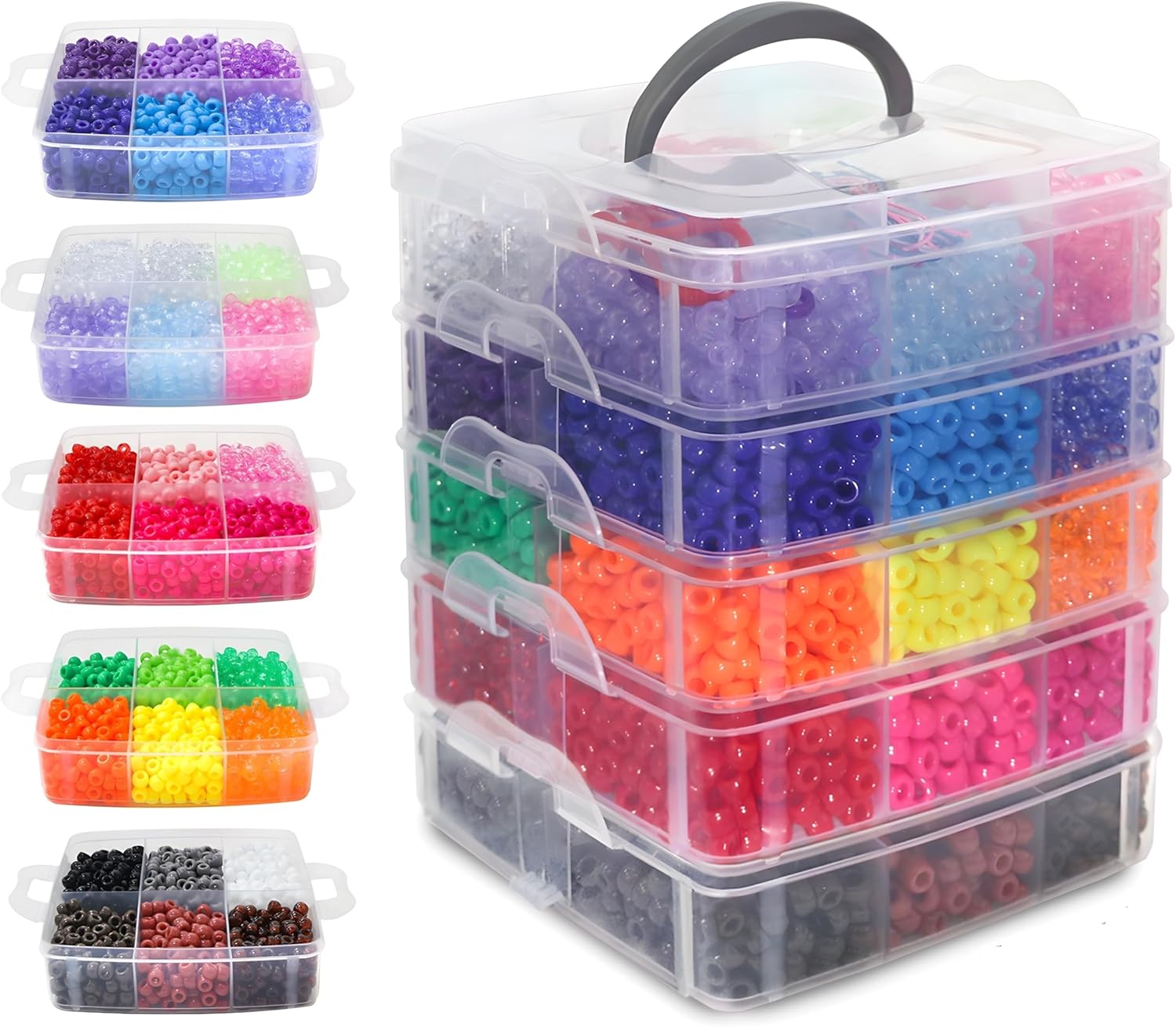 5600 PCS Pony Beads 30 Assorted Colors Bracelet Making Kits, Kandi Beads for Jewelry Making, Friendship Bracelet, 6x9mm Hair Bead for Braids in Shock Resistant Packaging