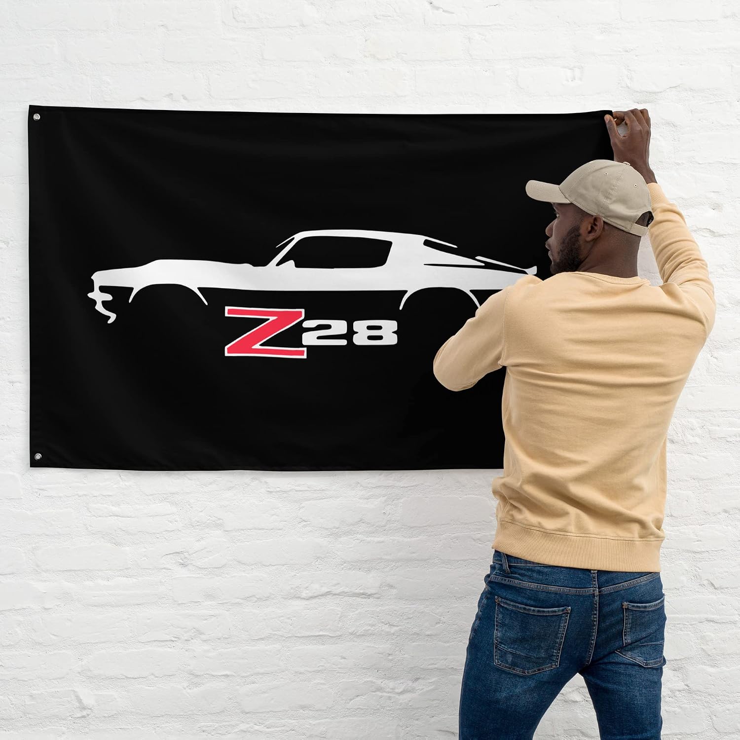 1970 1971 Chevy Camaro Z28 Silhouette Muscle Car Classic Cars Garage Office Man Cave Banner Flag 34.5" x 56"
