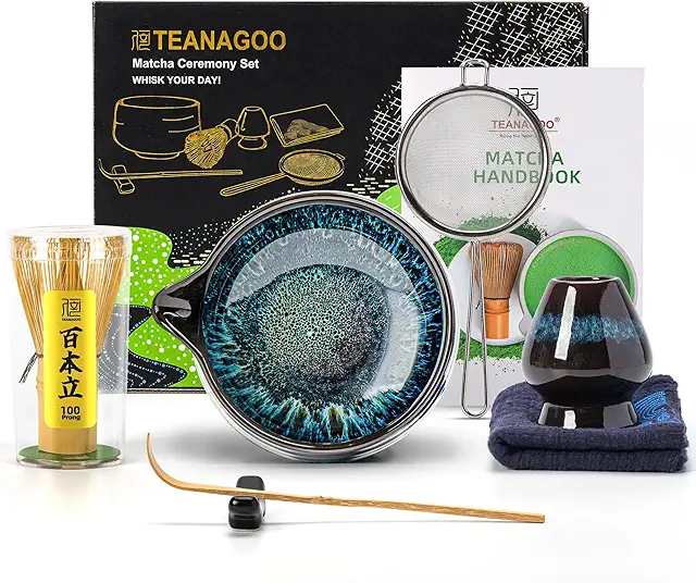 TEANAGOO 7-Piece Matcha Set with Ceramic Bowl & Bamboo Whisk