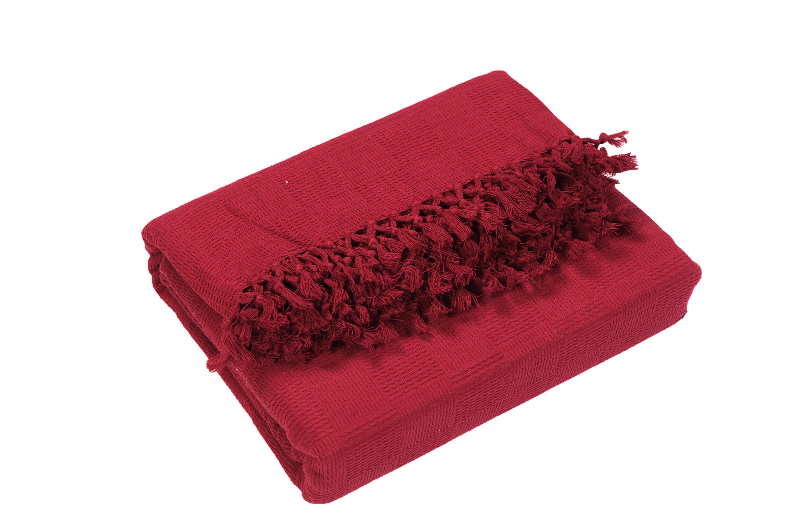 About Home Red Ascot Cotton Blanket Settee Throw (, 70 X 100)