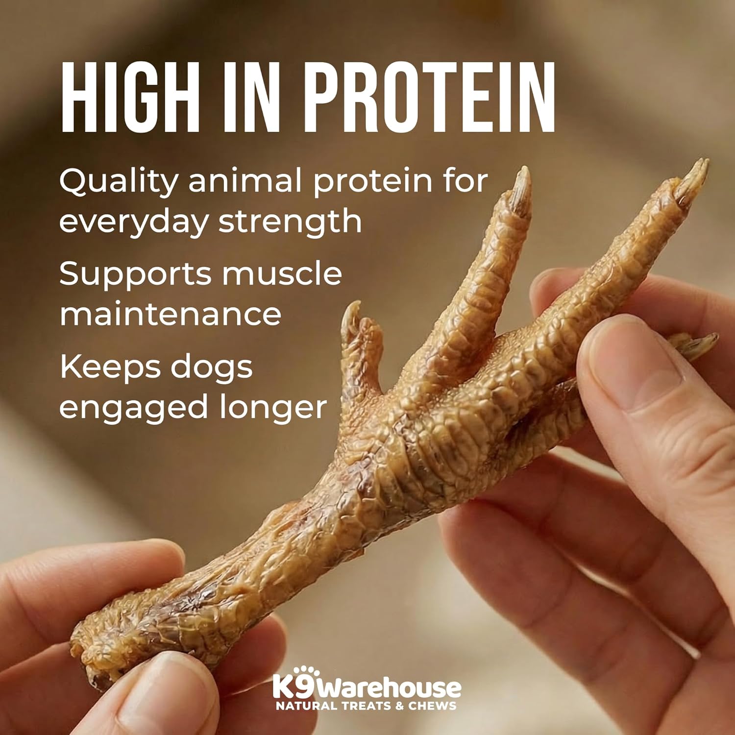 K9warehouse Chicken Feet for Dogs - 30 Count, Dehydrated Chicken Dog Treats, 100% Natural, High Protein, Single Ingredient Chews, Support Dental Health - Ideal for Chewing - USA Company
