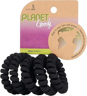 Goody Planet Elastic Hair Coils - 5 Count, Solid Pack - Hair Accessories for Medium to Thick Hair Women and Girls