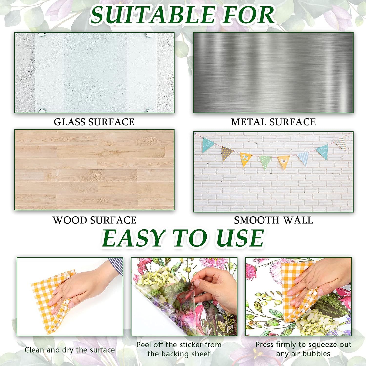 Outus 2 Sheets Flower Wall Decals Removable Large Flower Clusters Butterfly Wall Stickers DIY Peel and Stick Art Murals for Kids Room Nursery Classroom Bedroom Living Room Home Decor (Charming Style) : Baby