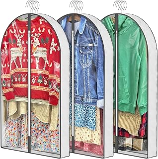 40'' Garment Bags for Hanging Clothes Storage,Clear Moth Proof Suits Covers bags with 4" Gussetes for Closet Storage Trave...