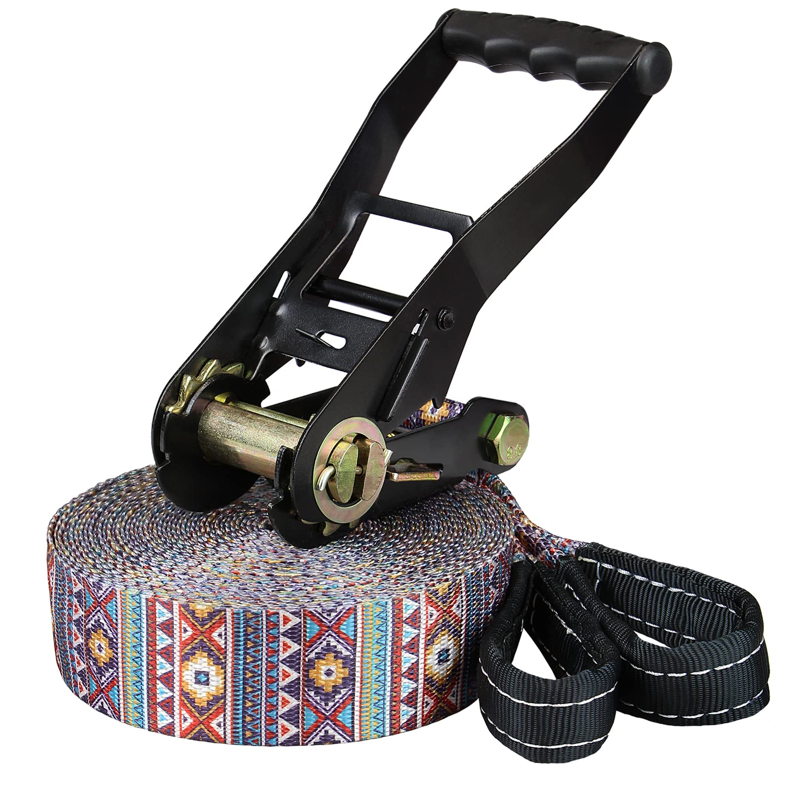 ALPIDEX Slackline Set 15 m + protector de árbol y protector de trinquete , ideal para niños, principiantes y expertos