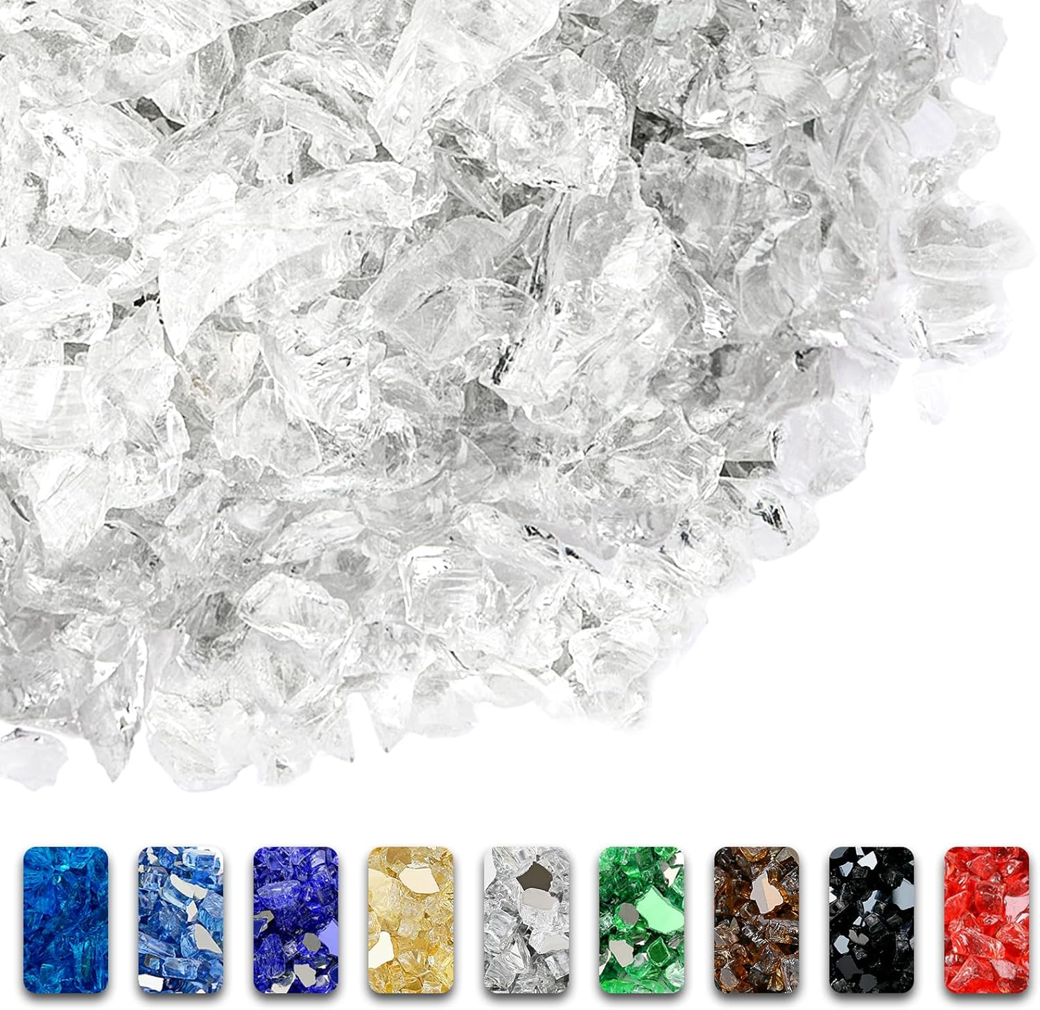 GRISUN 10 Pound Clear Fire Glass for Fire Pit, 1/2 Inch