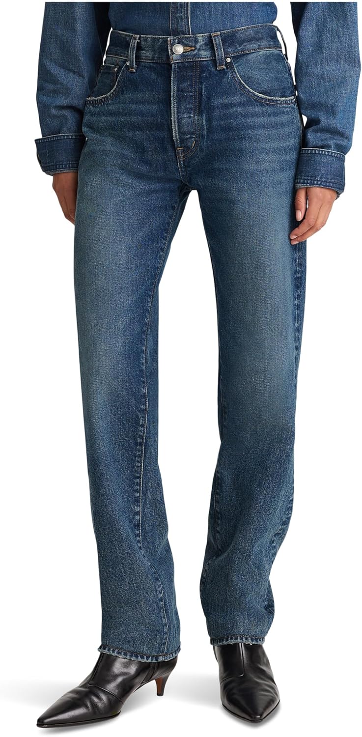 Madewell Womens Dean Easy Straight Jean in Greendale Wash