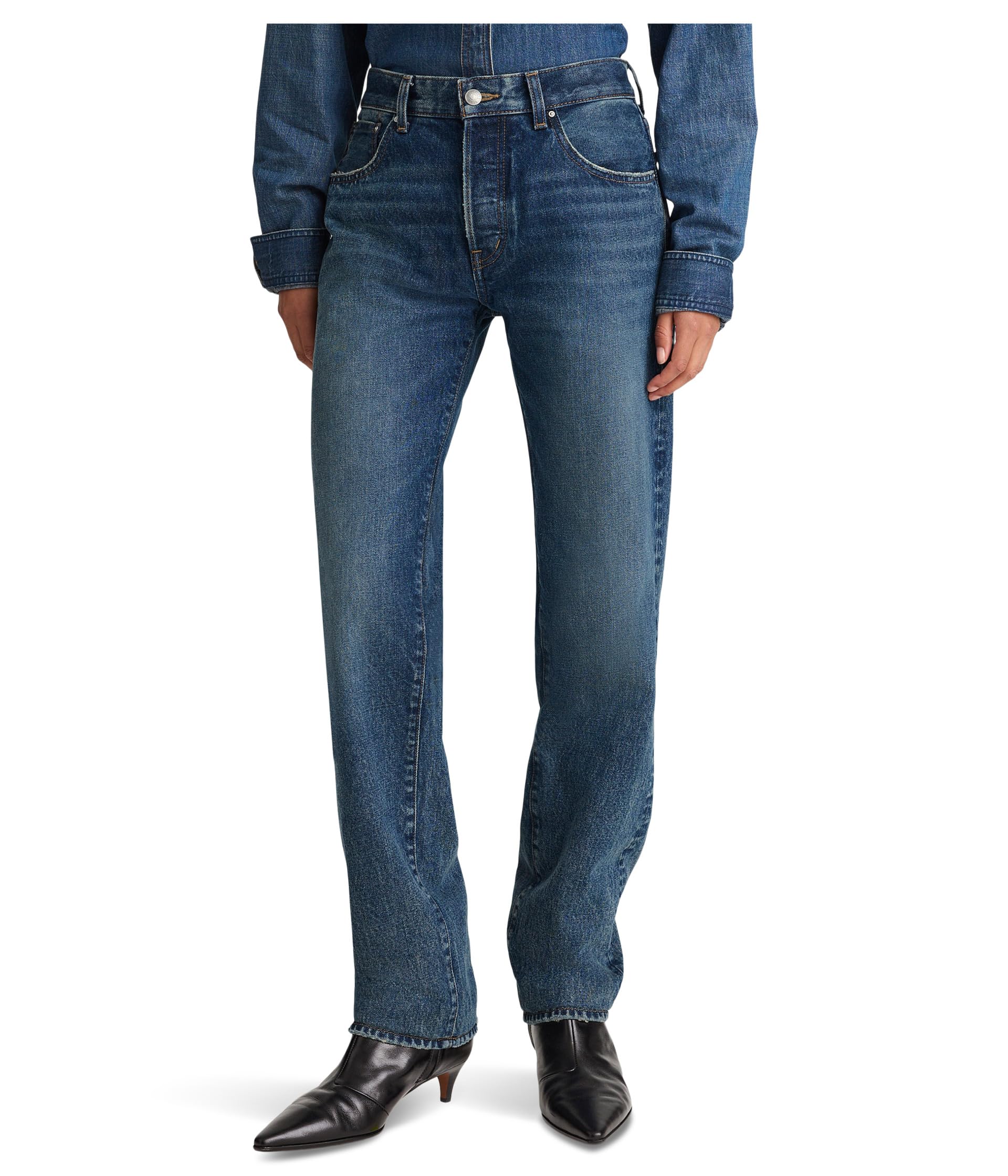 Madewell Womens Dean Easy Straight Jean in Greendale Wash