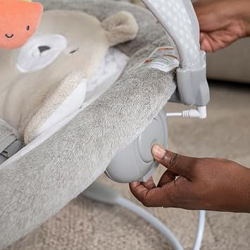 Ingenuity InLighten Baby Bouncer Seat with Light Up-Toy Bar and Bear Tummy Time Pillow Mat - Nate, Newborn and up