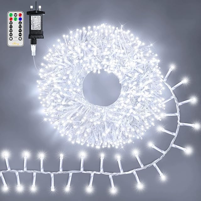 Ollny Cluster Christmas Lights Outdoor - 6m 400 LED Christmas Tree Lights Waterproof Fairy Lights Plug-in 8 Modes/3 Timers/Remote - Xmas Lights for Indoor/Outside/Window/Bedroom/Garden Decorations