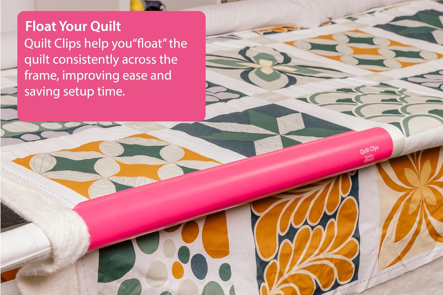 Rail Clips for Rolling Rail Quilting Frame | Quilt Clips | Rail Clips for Quilting Frame | The Grace Company Quilt Clips (Quilt Clips 2" Pink)