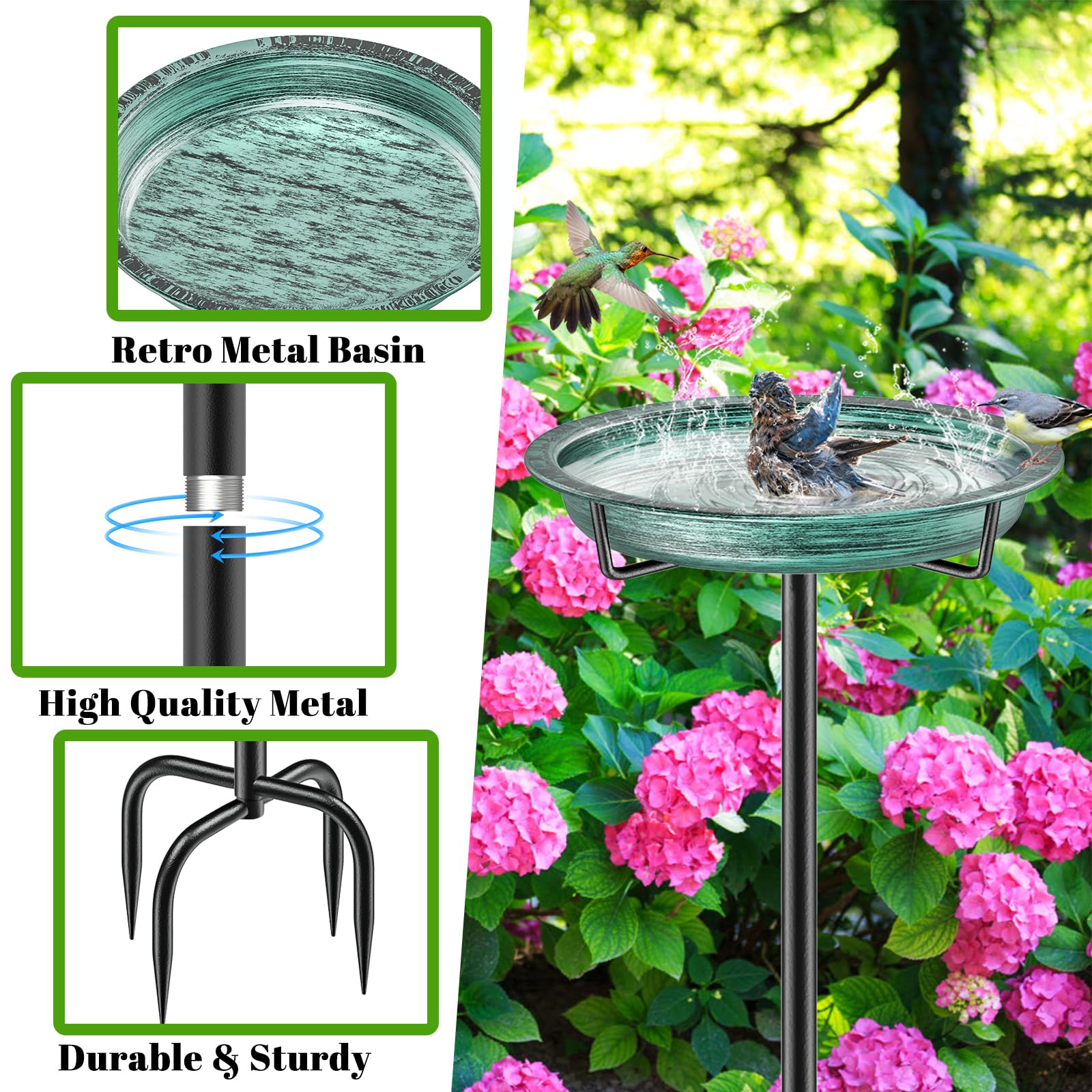 Snapklik.com : Freestanding Birdbaths Bowl Outdoor, Free Standing ...