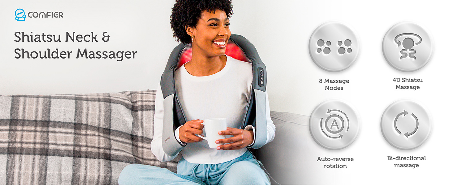 COMFIER FSA Eligible Shiatsu Neck Massager With Heat For Deep Tissue, Electric Shoulder And Back Massager For Pain Relief, Hands-Free Cordless 4D Kneading Massage - View #6
