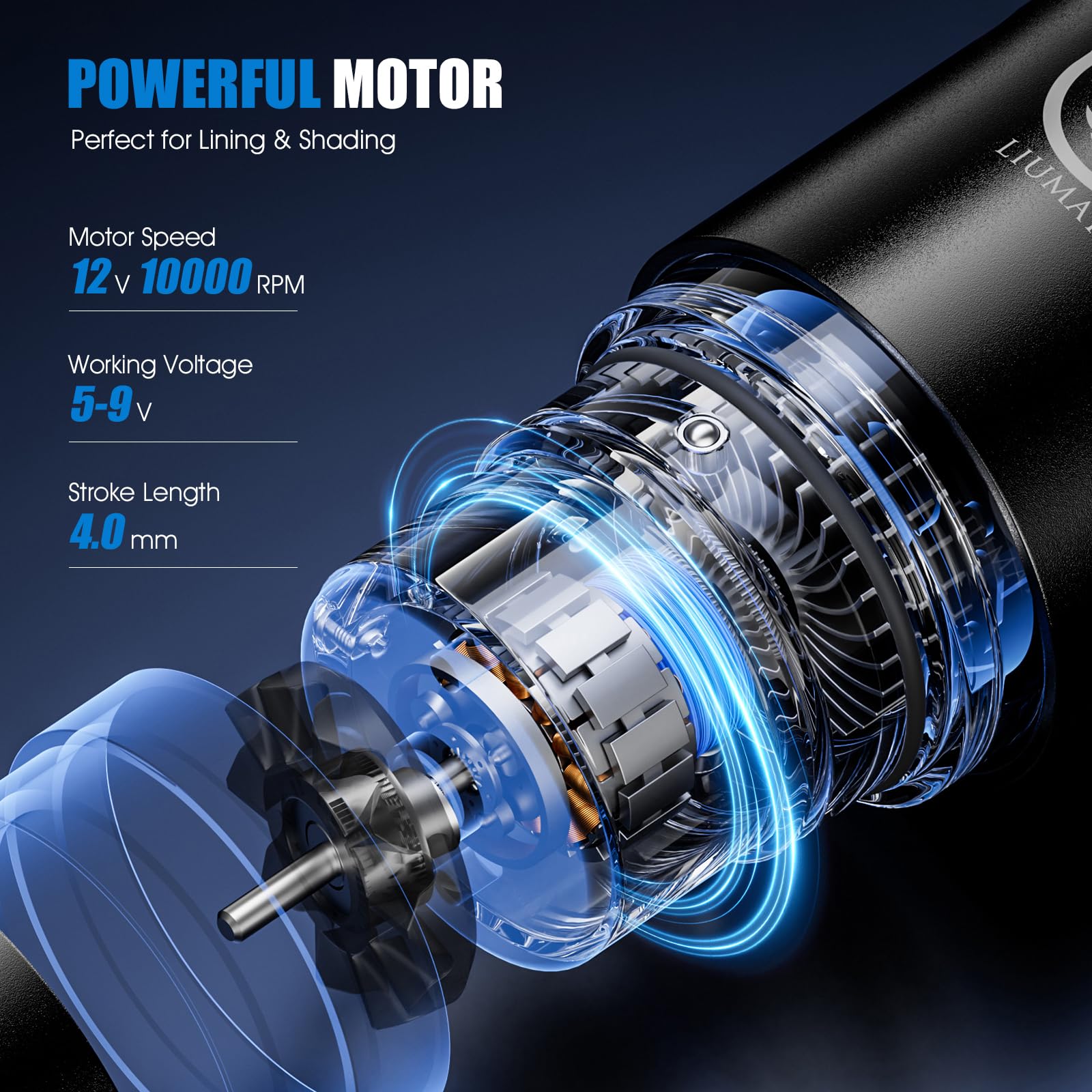 Máquina de Rotativa Kit Inalámbrica con Batería 1600mAh, Pantalla LCD, Conexión RCA, Máquina de Bolígrafo Inalámbrica con 20 Agujas 10 Tintas para Principiantes y Artistas LIUMATE