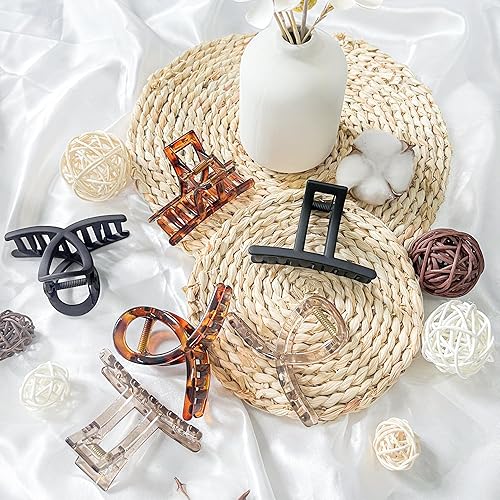 Miniatura 6 de Pinzas para cabello grueso y fino, 6 pinzas de agarre fuerte, lindas pinzas antideslizantes para mujeres y niñas, pinzas de garra neutras para