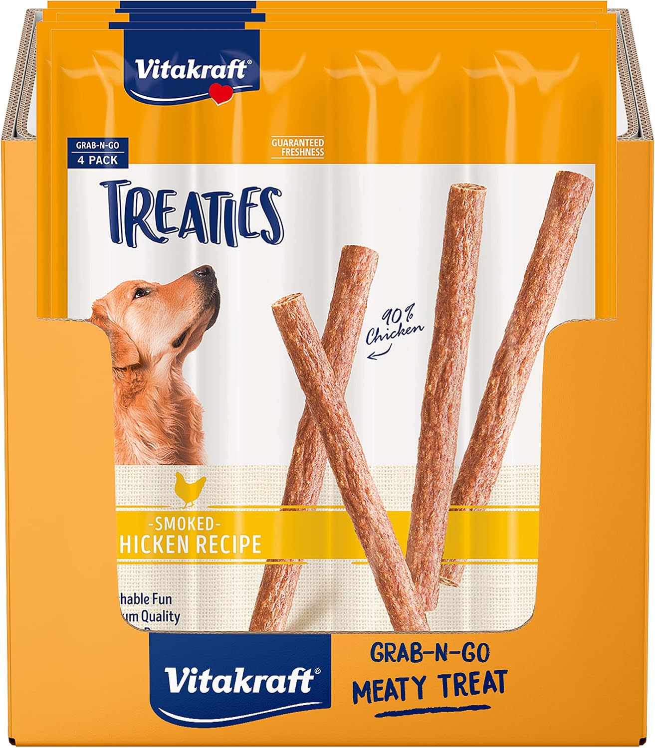 Vitakraft Treaties Dog Chew Sticks - Treats Made with 90% Chicken - Soft Dog Jerky Treats - Dog Chews No Rawhide, 56-Sticks