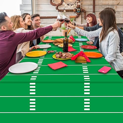 Miniatura 5 de 6 manteles de fiesta de fútbol, desechables, para fiesta de cumpleaños, de plástico, para deportes, para el día del juego, baby shower, día del